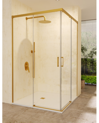paroi douche angle or brossé sbx | Réversible 6mm
