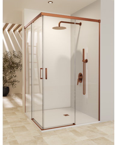 Paroi douche angle or rose brossé | SBX