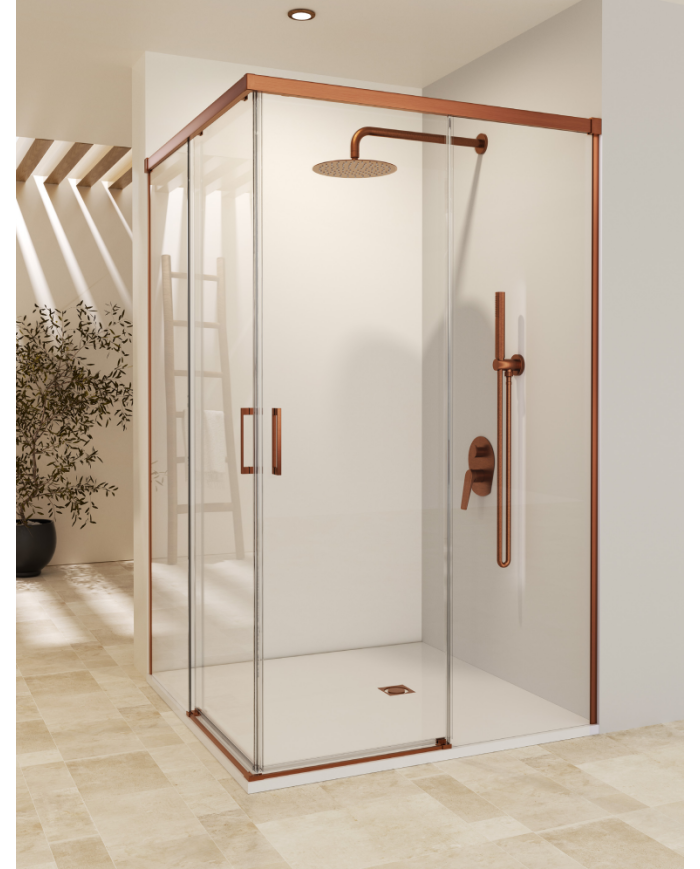 Paroi Douche Angle Or rose brossé - SBX