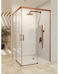 Paroi douche angle or rose brossé | SBX