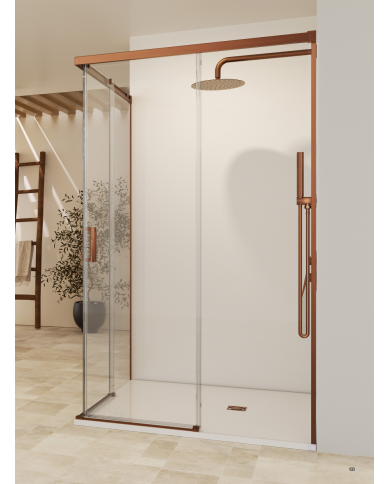 Paroi douche angle or rose brossé | SBX