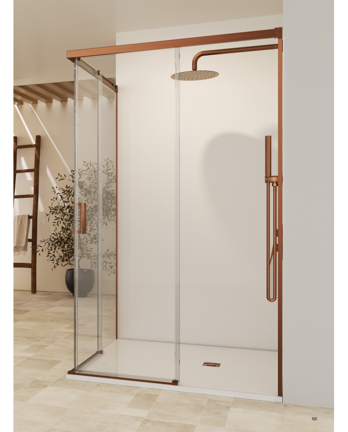 Paroi Douche Angle Or rose brossé - SBX