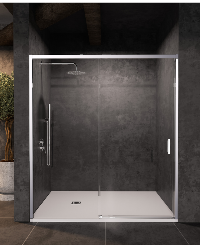 Paroi douche chromé SBX | Réversible 6mm