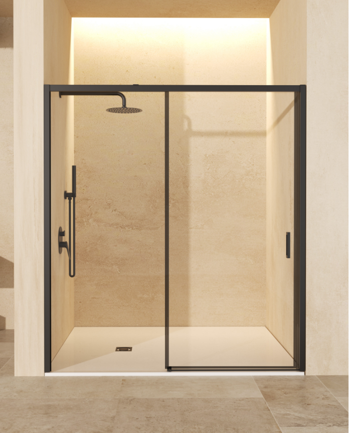 paroi douche noir mat sbx | Réglable 100-180 cm