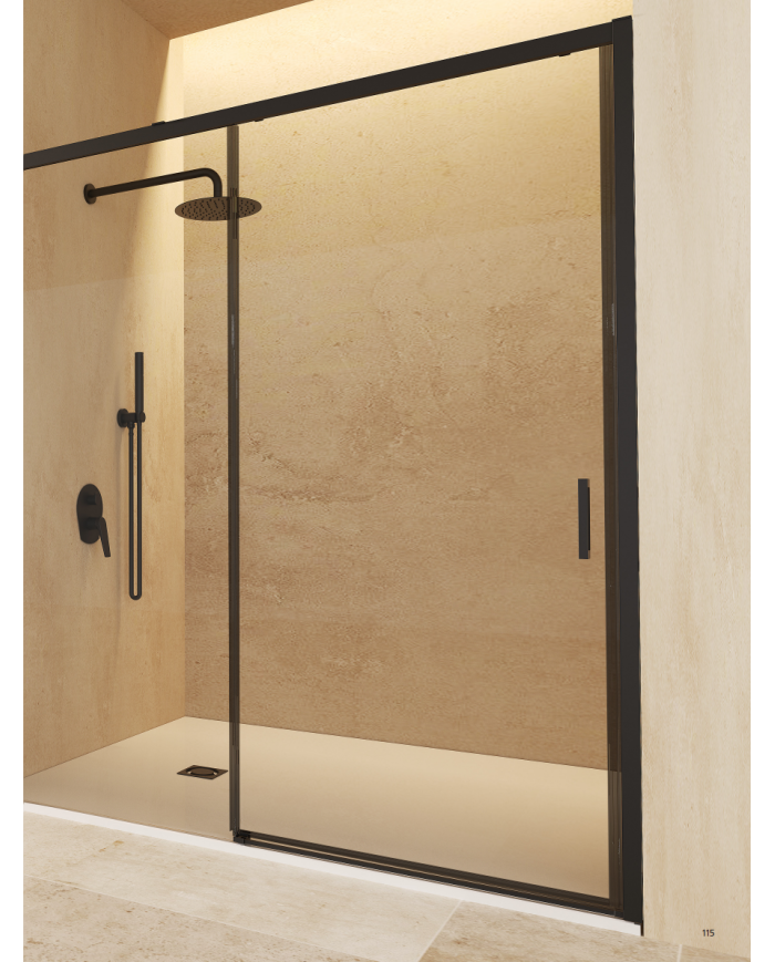 paroi douche noir mat sbx | Réglable 100-180 cm