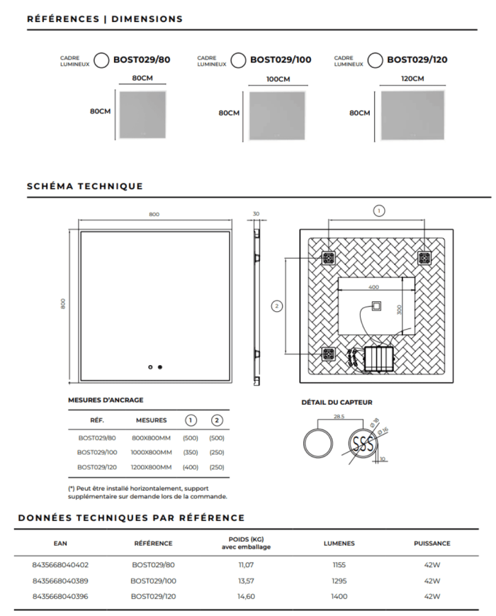 Miroir salle de bain LED | Miroir Boston LEDIMEX