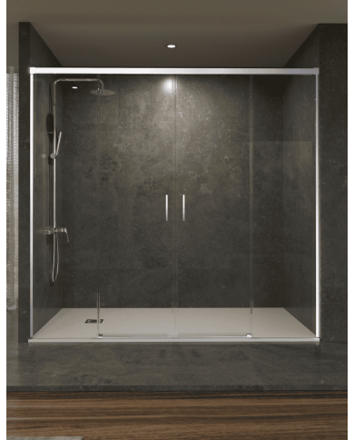 Paroi douche double chromé SBX | Réversible 6 mm