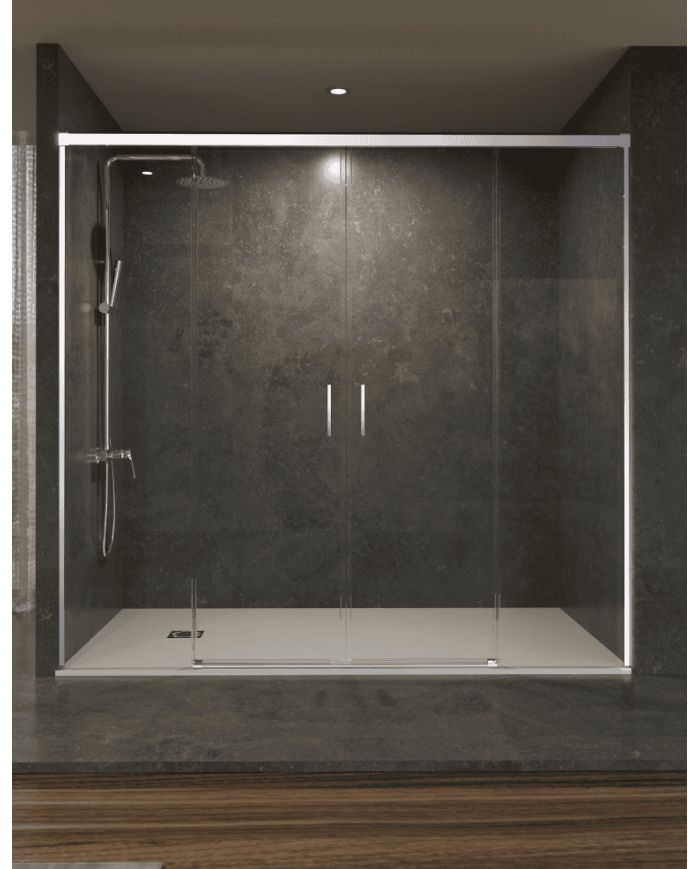 Paroi douche double chromé SBX | Réversible 6 mm