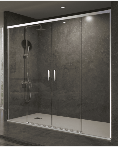 Paroi douche double chromé SBX | Réversible 6 mm