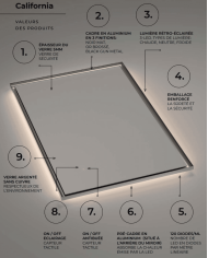 Miroir LED California | Éclairage 3 teintes antibuée