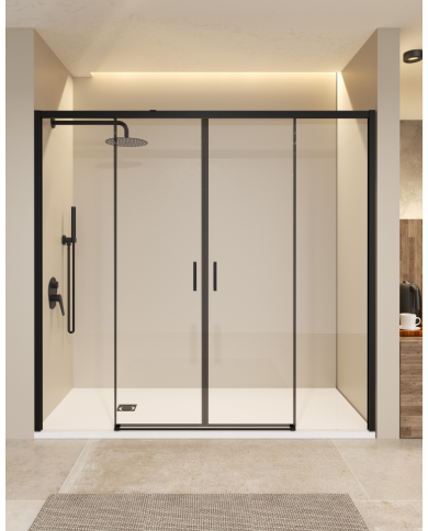 paroi douche double noir mat sbx | Réversible 6mm