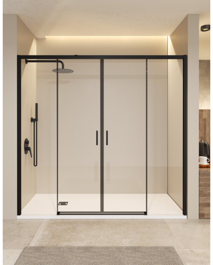 paroi douche double noir mat sbx | Réversible 6mm