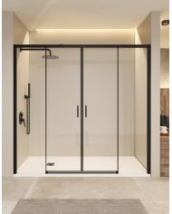 paroi douche double noir mat sbx | Réversible 6mm
