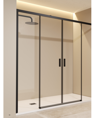 paroi douche double noir mat sbx | Réversible 6mm