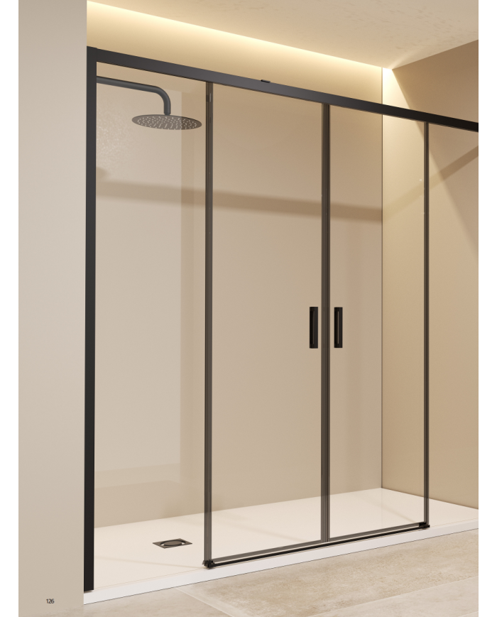 paroi douche double noir mat sbx | Réversible 6mm