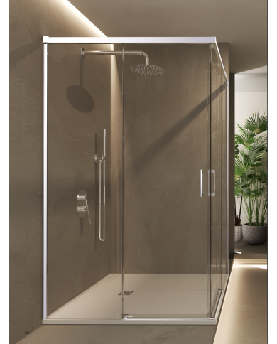 paroi douche angle chromé sbx | sur mesure 6mm