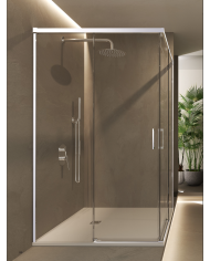 paroi douche angle chromé sbx | sur mesure 6mm