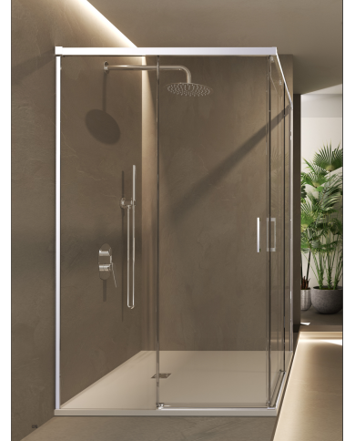 paroi douche angle chromé sbx | sur mesure 6mm
