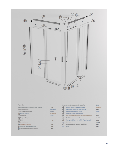 paroi douche angle chromé sbx | réversible 6mm