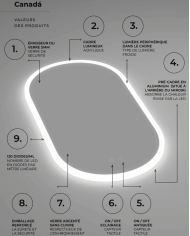 Miroir LED salle de bain | Éclairage périmétrique antibuée