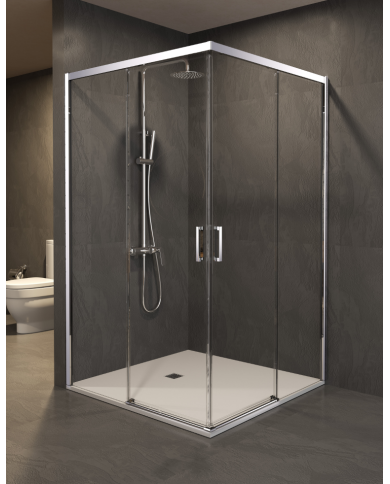 paroi douche angle chromé sbx | réversible 6mm