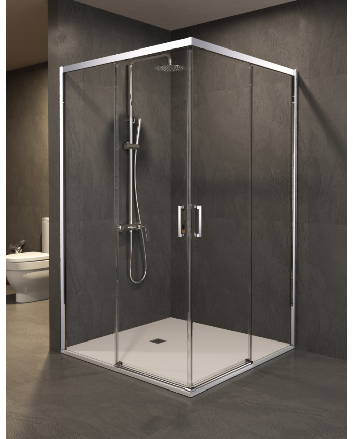 paroi douche angle chromé sbx | réversible 6mm