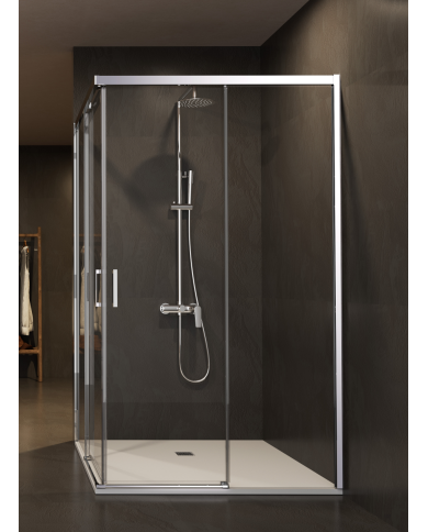 paroi douche angle chromé sbx | réversible 6mm