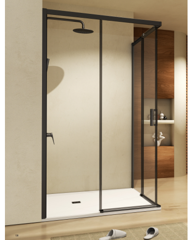 paroi douche angle noir mat sbx | réversible sur mesure