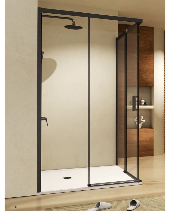 paroi douche angle noir mat sbx | réversible sur mesure