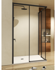 paroi douche angle noir mat sbx | réversible sur mesure
