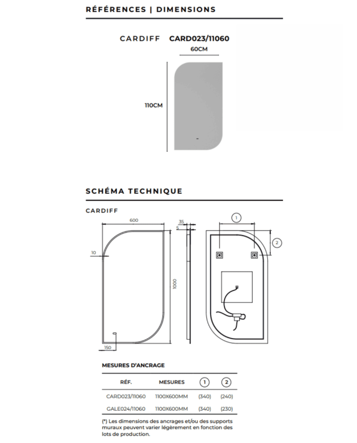 Miroir Cardiff - LEDIMEX Miroir Cardiff - LEDIMEX