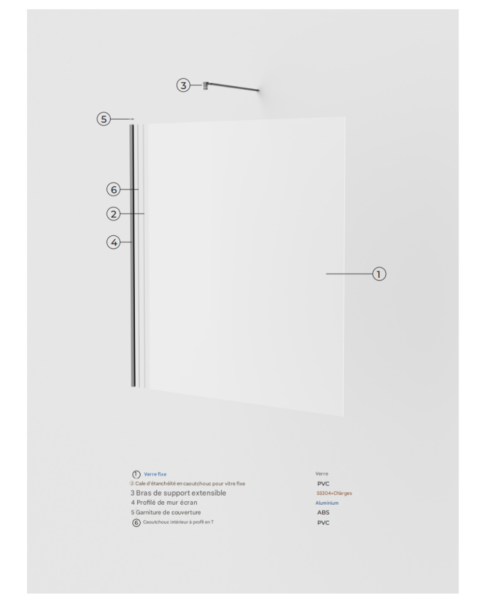 paroi douche chrome sbx | vitre 8mm réversible