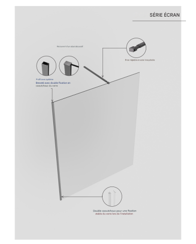 paroi douche chrome sbx | vitre 8mm réversible