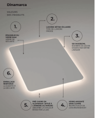 Miroir LED Dinamarca | Éclairage doux 6500K