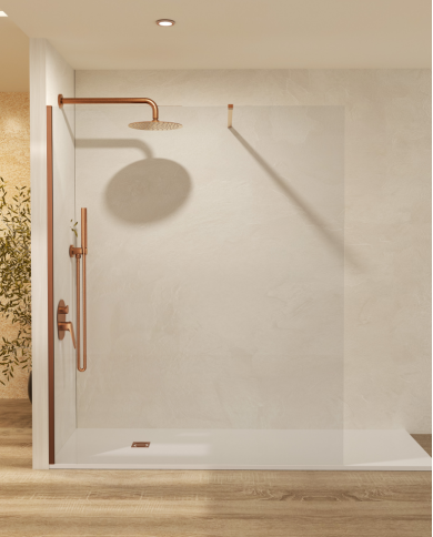 paroi douche or rose brossé sbx | SBX vitre 8mm