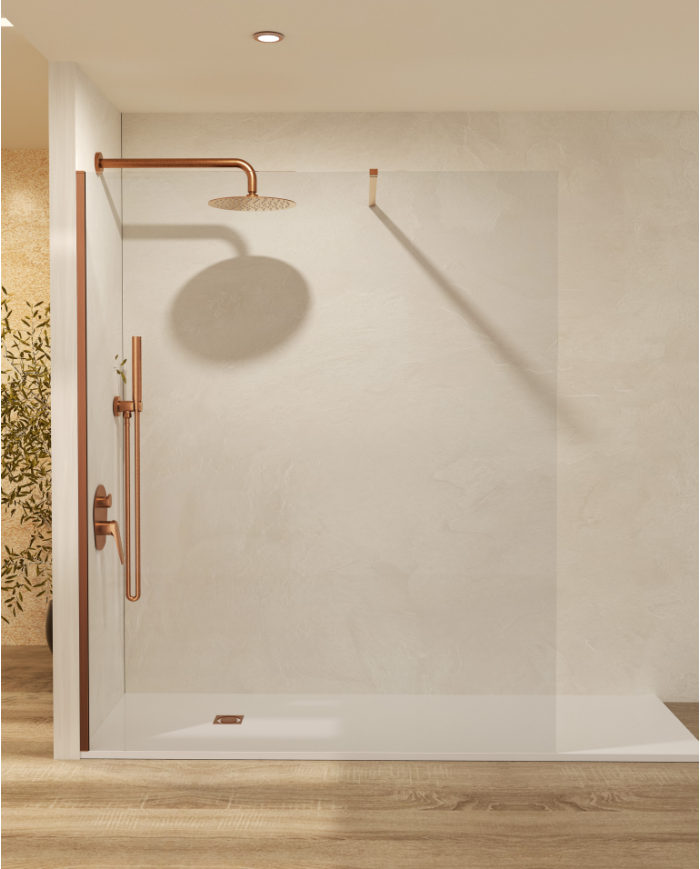 paroi douche or rose brossé sbx | SBX vitre 8mm