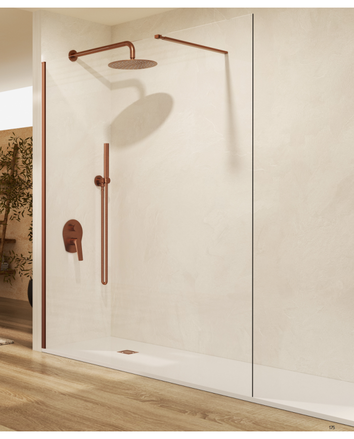 paroi douche or rose brossé sbx | SBX vitre 8mm