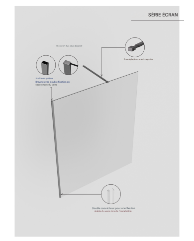 paroi douche sbx screen | fixe 8mm blanc mat