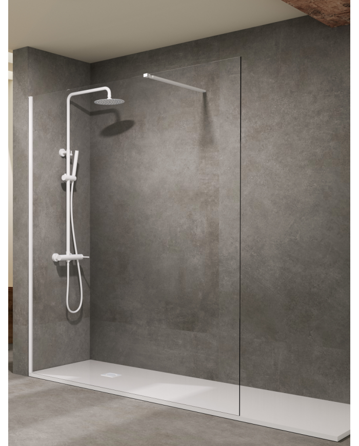 paroi douche sbx screen | fixe 8mm blanc mat