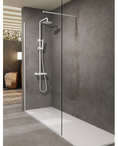 paroi douche sbx screen | fixe 8mm blanc mat