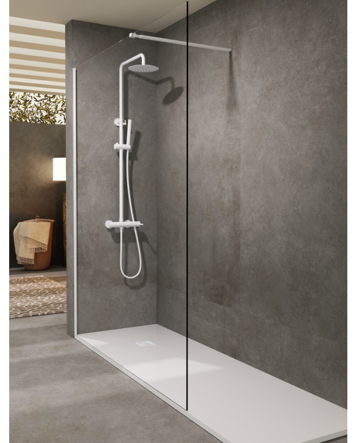 paroi douche sbx screen | fixe 8mm blanc mat