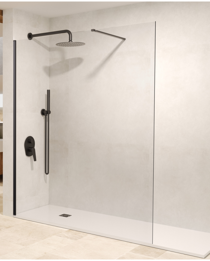 paroi douche noir mat sbx | vitre 8mm réversible