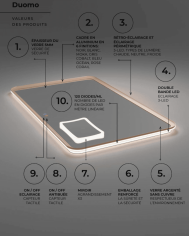 miroir led salle de bain duomo | LEDIMEX éclairage ajustable