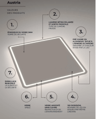 Miroir LED Austria | Éclairage 6500K sans reflets