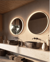 miroir rond ledimex | Noir Mat Antibuée LED