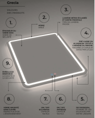 miroir led salle de bain grecia | LEDIMEX 6 tailles