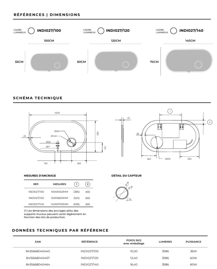 Miroir Indiana - LEDIMEX