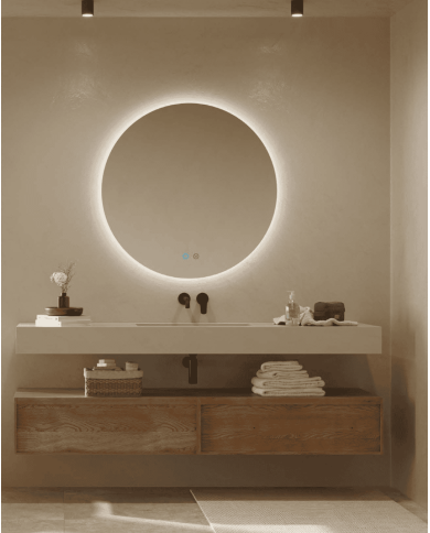 Miroir rond Ledimex | Éclairage LED tactile antibuée