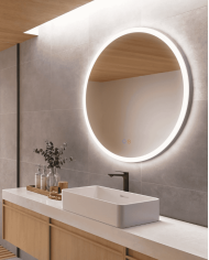 miroir rond ledimex | rétroéclairé verre sablé