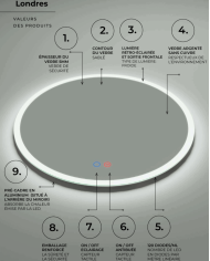 miroir rond ledimex | rétroéclairé verre sablé